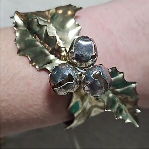 Miriam Haskell Gold and Silver Bracelet with Nature-Inspired Design‎